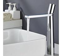 VOAAJKBFB Brass Bathroom Faucet Deck Mounted Mixer Wash Basin Hot and Cold Water Minimalist Personality Creative Taps(Chrome Tall)