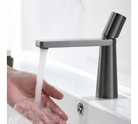 VOAAJKBFB Brass Bathroom Faucet Deck Mounted Mixer Wash Basin Hot and Cold Water Minimalist Personality Creative Taps(Grey Short)