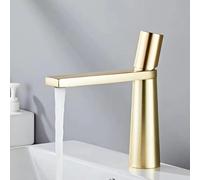 VOAAJKBFB Brass Bathroom Faucet Deck Mounted Mixer Wash Basin Hot and Cold Water Minimalist Personality Creative Taps(Brushed Gold Short)