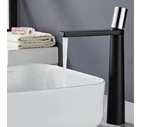 VOAAJKBFB Brass Bathroom Faucet Deck Mounted Mixer Wash Basin Hot and Cold Water Minimalist Personality Creative Taps(Black Chrome Tall)