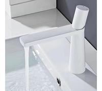 VOAAJKBFB Brass Bathroom Faucet Deck Mounted Mixer Wash Basin Hot and Cold Water Minimalist Personality Creative Taps(White Short)