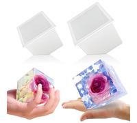 Voaesdk 2Pcs Large Bevel Cube Resin Molds,4.09'' & 3.35'' Square Silicone Resina Moulds for Flowers Preservation,Irregular Cube Epoxy Resin Casting Mold for DIY Resin Art Candle Soap Making Home Decor