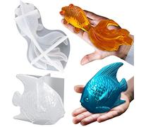 Voaesdk 2Pcs Large Goldfish Resin Molds, 7.5in & 5.5in 3D Koi Fish Silicone Epoxy Moulds, Large Animal Silicone Mold for Resina Casting, DIY Craft, Home Office Cabinets Wall Desktop Decor