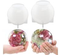 Voaesdk 2Pcs Large Sphere Orb Epoxy Silicone Resin Molds - 4.7'' & 4'' Crystal Ball Molds For Flowers, DIY Art, Candle & Soap Making, Home Decor