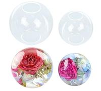 Voaesdk 2Pcs Large Sphere Resin Molds, 4'' & 3'' Clear Silicone Round Ball Moulds, Resin Flower Preservation Kit, Transparent One-Piece Seamless 3D Sphere Epoxy Resin Mold for DIY Craft Home Decor