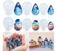 Voaesdk 6 PCS Mini High Transparency Egg and Waterdrop Shaped Silicone Molds, Clear Egg Waterdrop Resin Moulds, Spheroid Pendant Epoxy Mold for UV Resin Crafts, DIY Jewelry Making