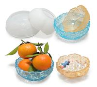 Voaesdk Flower Bowl Resin Molds, 2PCS Lotus Tray Silicone Moulds, Rose Texture Container Epoxy Molds for DIY Tealight Candle Holder Jewelry Trinket Storage Box Resin Craft Home Table Decor