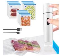 VOAKZEF Handheld Vacuum Food Sealer,Portable Food Vacuum Sealer Machine,Rechargeable Mini Electric Vacuum Sealer with 10 Pcs Reusable Vacuum Sealer Bags,for Food Preservation and Storage