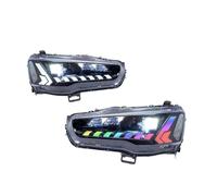VOALVT Front Light Assembly Assy For Mitsubishi For Lancer Ex For Evo CF/CJ 2008-2017 Car Headlights LED Front Lamp Start UP Animation Sequential Lamp Assembly(Reflector Clear RGB,Left-hand drive)