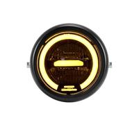 VOALVT Motorcycle Front Headlight FOR Grom FOR Cafe FOR Racer 5.9" Universal Retro-motorcycle LED Halo Headlight Vintage Motorcycle LED Head Lamp Front Light(Amber)