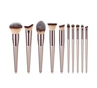 VOANZO 10pcs Makeup Brushes Set, Premium Synthetic Make up Brushes Champagne Gold Brushes for Foundation Blush Concealer Eyeshadow