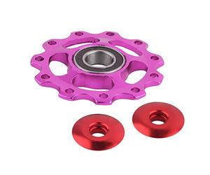 VOANZO 2 Pair Bicycle Mountain Bike Guide Wheel Rear Dial Bearing Anode CNC Sprocket 11 Tooth Wheel Flywheel Bicycle Accessories（Purple）
