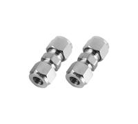 VOANZO 2 Pcs Compression Tube Fitting 10mm Inner Diameter X 10mm Inner Diameter Straight Coupling Adapter 304 Stainless Steel