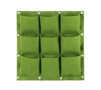 VOANZO 2 Pcs Green Garden Vertical Planter Multi Pocket Wall Mount Living Growing Bag Felt Indoor/Outdoor Herb Pot - 9 Pockets (50 X 50H)
