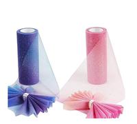 VOANZO 2 Rolls Tulle Fabric Glitter Fabric Gradient Colours Sheer Fabric for DIY Table Tutu Skirt Sewing Party Wedding Decoration Gift 6 inches x 30 ft