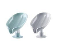 VOANZO 2Pcs Suction Soap Dishes with Drainage Shower Soap Holder for Bathroom Leaf Shape Bar Soap Tray Soap Box for Kitchen