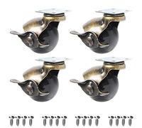 VOANZO 4 Pack 2 Inch Ball Caster Wheel 360 Degree Antique Brass Top Plate Casters for Furniture Cabinets Wheelchairs