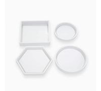 VOANZO 4 PCS Silicone Resin Kits Moulds Tools for Crafting Table Decorations, Coasters, Ashtrays, Candle Holders, Flower Pot Pads Etc,1 x Square,1 x Hexagon,1 x Round,1 x Small round