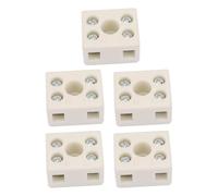 VOANZO 5 Pieces Ceramic Terminal Block 2-Way Porcelain Connector 10A 250V High Temperature Electrical Ceramic Terminals for Cable Wiring Connections