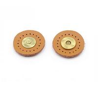 VOANZO 5 Sets Round Genuine leather Magnetic Snap Buckle Fasteners Sewing for DIY Handbag Replacement Bag Accessories(Brown)