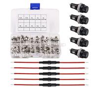 VOANZO 5pcs 5x20mm Fuse Holder Inline Screw Type with 22 AWG Wire + 100pcs Quick Blow Glass Tube Fuse Assorted Kit