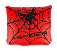 VOANZO Golf Club Putter Head Cover Black And Red Spider Embroidery Golf Club Square Mallet Putter Head Cover Golf Club Putter Head Cover Magnetic Golf Head Cover Red