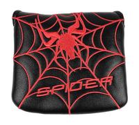 VOANZO Golf Club Putter Head Cover - Black and Red Spider Embroidery - Magnetic - Polyurethane - 12x13cm