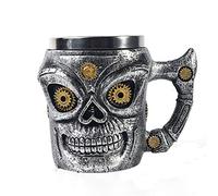 VOANZO Metal Skull Coffee Mug with Handle Skull Beer Mug for Men Father's Day Gift