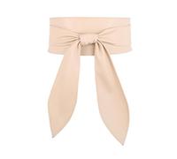 VOANZO PU Leather Belts for Women Elegant Bowknot Wide Belt Fashion Wrap Around Waist Belt Soft Knotted Cinch Belt Wide Waistband for Dress 240x10.5cm Beige