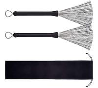 Voarge 1 Pair of Battery Brushes, Drum Brushes, Retractable and Adjustable Brushes Wire, with Storage Bag