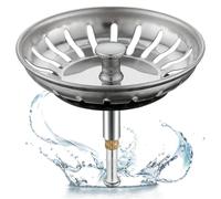 Voarge 1 Piece Universal Height-Adjustable Sink Strainer Basket Drain Plug - Stainless Steel Sink Plug - Sink Strainer Plug Drain - Kitchen Sink Drain Plug