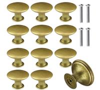 Voarge 12PCS Vintage Cabinet Knobs, 30mm Yellow Bronze Vintage Cabinet Knobs, Stainless Steel Round Cabinet Knob, Small Door Knob for Wardrobes, Kitchen, Furniture