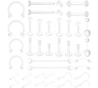 Voarge 14/16G Clear Tragus Nose Retainer Cartilage Helix Daith Piercing Bioflex Acrylic Plastic Retainers, Lip Septum Helix Silicone Bar Tongue Nipple Tragus