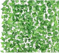Voarge 16Pcs 110Ft Artificial Ivy Garland, Aesthetic Hanging Vines, Ivy Garland Fake Vines UV Resistant Green Leaves, for Weddings Home Kitchen Garden Office Wall Decor
