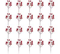 Voarge 20 Pack 18cm Christmas Artificial Red Berries Stems, Red Berries Christmas Decor Tree Decorations Crafts Wedding Holiday Season Winter Décor Home Decor