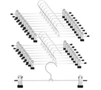 Voarge 20 Pack Trouser Hanger Strong Chrome Skirt Coat Hangers with Adjustment Metal Grip Clips, Non-Slip for Clothes, Skirt, Jeans, Coat