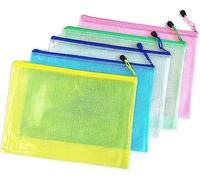 Voarge 25Pcs Zipper Folder Bags, A5 Plastic Wallets Mesh Zipper Pouch with Label Pocket, Perfect for School, Office, Home