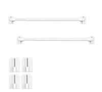 Voarge 2Pcs Net Curtain Rods Extendable Curtain Rod, Self Adhesive Shower Curtain Rods Without Drilling for Home Bathroom Hotel, Includes 8Pcs Plastic Sticky (30-50CM/12-19Inch)