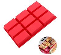 Voarge 9 Rectangular Hole Silicone Baking Mould, Rectangle Hole Silicone Baking Mould Cake Mould, Non-Stick Bread Mould, Silicone Mould for Chocolate, Cake, Bread, Biscuits
