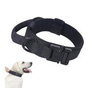 Voarge Adjustable Tactical Dog Collar with Control Handle, Tactical Bungee Dog Leash with Metal Buckle for Medium Dogs Hunting, Black, M (M)