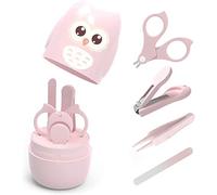 VOARGE Baby Nail Care Set Newborn, Baby Care Baby Manicure Set with Safe Baby Nail Clippers, Scissors, Tweezers and Nail File, Cute Owl Gift Packaging, Pink