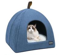 Voarge Cat Cave Bed, Soft Cat Cave, Soft Plush Warm Cat Beds, Cat Nest with Removable and Washable Inner Cushion (Blue, Large)