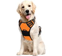 Voarge Dog Harness Large Dog No Pull Pet Harness with 2 Leash Clips, Reflective Strips, No-Choke with Easy Control Handle for Training or Walking, Medium Large Dog Vest Harness, Orange, M