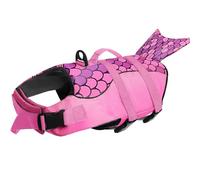Voarge Dog Life Vest, Swimming Float Jacket Adjustable, Dog Life Jacket for Small, Medium, Large Dogs with Rescue Handle Flotation Vest (Pink mermaid, S)