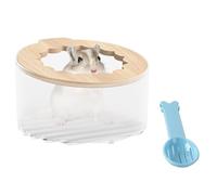 Voarge Hamster Sand Bath Container with Cleaning Scoop, Transparent Hamsters Toilet Hamsters Bathtub Sauna Box Small Animal Toilet Bathtub for Gerbil Guinea Pig Pet Cage Accessories