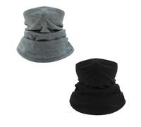 Voarge Neck Warmer Snood for Men & Women, Thick Face Cover Scarf Cold Weather Headwear for Skiing Running Cycling Outdoor Sports (Black + Grey)