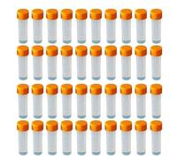 Voarge Pack of 40 5ml Graduated Test Tubes, Laboratory Clear Plastic Test Tubes with Orange Lids and Graduated Markings with Screw Caps