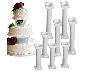 Voarge Set of 8 White Small and Large Plastic Cake Pillars Roman Column Plastic Cupcake Stand Cookies Tray Column Stand Wedding Birthday Decoration Tool