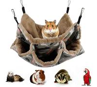 Voarge Small Animals Hammock 3 Tiers Swing Hanging Bed, Cage Toy Hideout Small Pet Swing Squirrel Hideaway, Warm Hammock for Parrot ferret Squirrel Hamster Rat Playing Sleeping, Feather