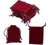 Voarge Velvet Drawstring Bags, Rectangle Gift Pouches, 20PCS Burgundy Red Velvet Cloth Jewellery Pouches 7 X 9cm for Party Wedding Favors, Dark Red
